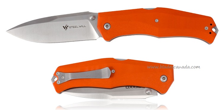 Steel Will Gekko Lockback Folding Knife, N690 Satin, G10 Orange, 1503