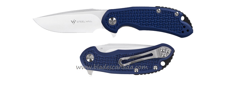 Steel Will Mini Cutjack Flipper Folding Knife, D2 Steel, FRN Blue, C22M-1BL