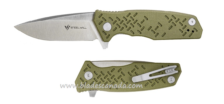Steel Will Chabot Flipper Folding Knife, D2 Steel, G10 Green, F14-02