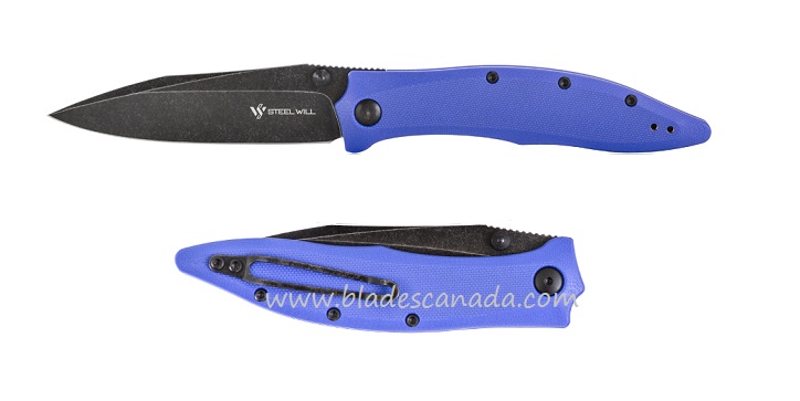 Steel Will Gienah Folding Knife, D2 Black SW, G10 Blue, F53-23