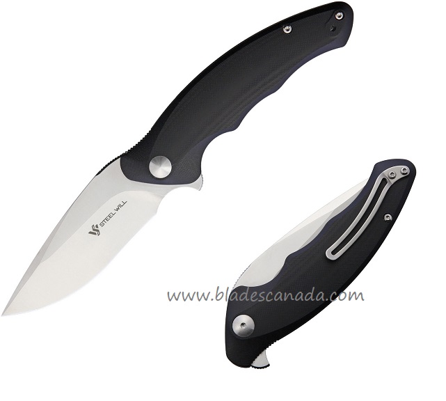 Steel Will Avior Flipper Folding Knife, D2 Satin, G10 Black, F62-10
