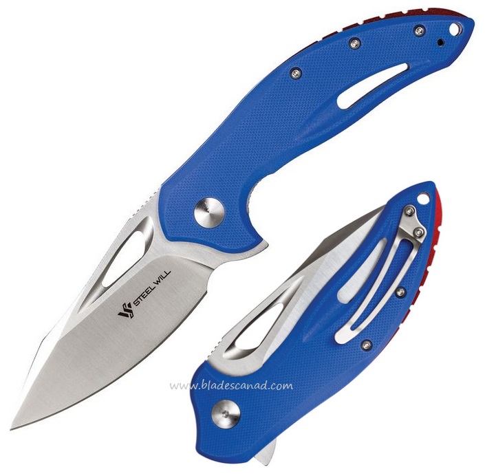 Steel Will Screamer Flipper Folding Knife, D2 Steel, G10 Blue, F7314