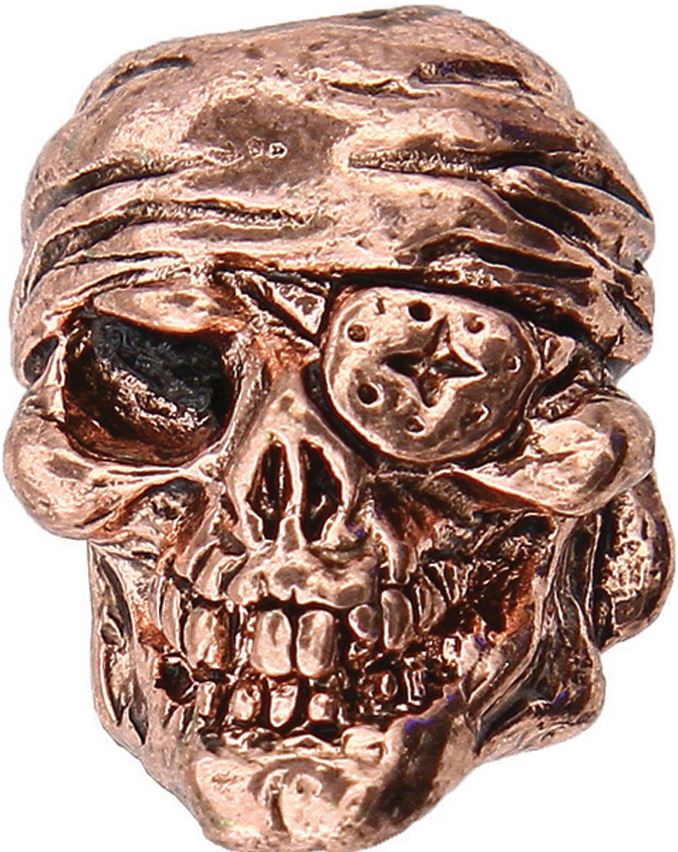 Schmuckatelli Co. One-Eyed Jack Skull Bead Antique Copper