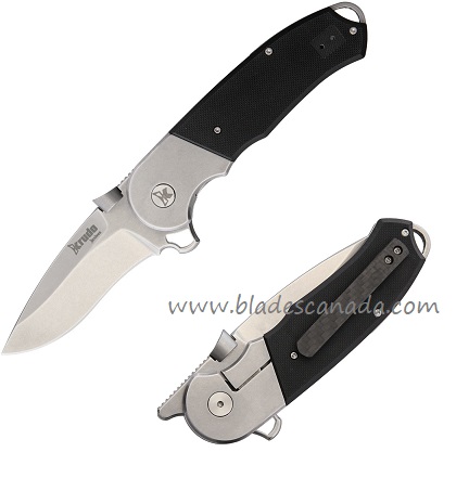 Krudo VINIX Flipper Framelock Knife, N690 Stonewash, G10 Black, KVNX246