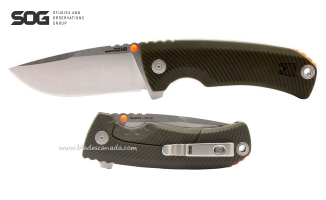 SOG Tellus FLK Framelock Folding Knife, 440C Steel, 14-06-01-43