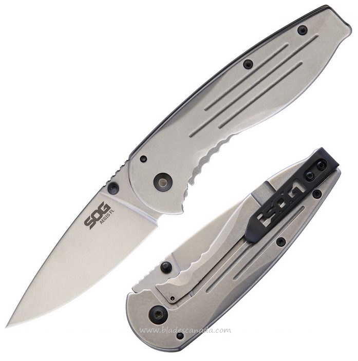 SOG Aegis Framelock Folding Knife, Stainless Steel, AE31