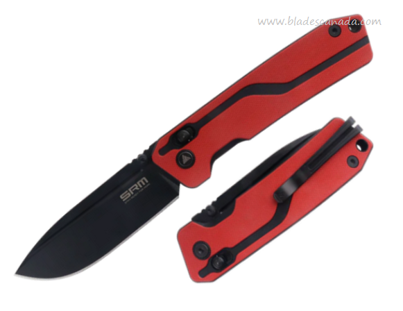 SRM Knives Model 7228 Ambi Lock Folding Knife, VG10, G10 Red, SRM7228LGV