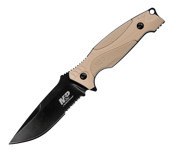 Smith & Wesson MP2.0 Fixed Blade, Black Serrated Blade, Tan Handle SW1085882