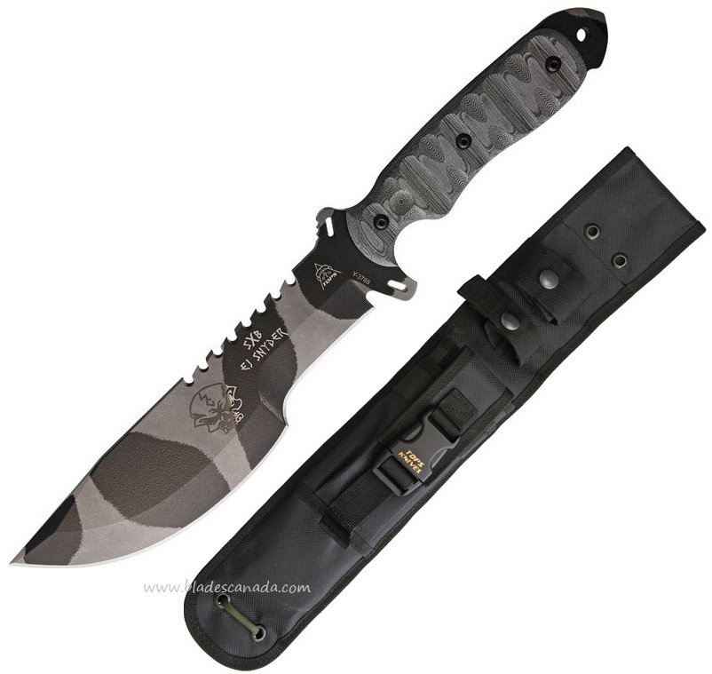 TOPS Skullcrusher's Xtreme Fixed Blade Knife, 1095 Camo, MOLLE Sheath, SXB10C