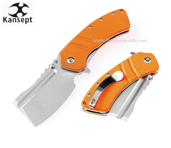 Kansept XL Korvid Flipper Folding Knife, 154CM SW, G10 Orange, T1030A6
