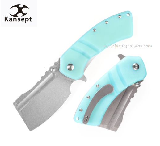 Kansept XL Korvid Flipper Folding Knife, 154CM SW, G10 Tiffany Blue, T1030A7