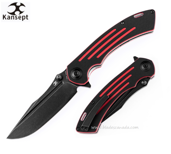 Kansept Pretatout Flipper Folding Knife, 154CM Black, G10 Black/Red, T1032A1
