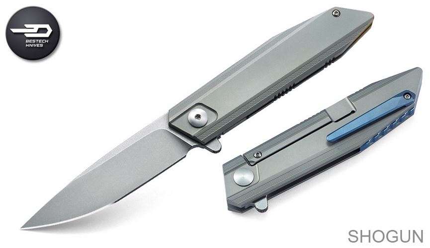Bestech Shogun Flipper Framelock Knife, S35VN, Titanium, BT1701A