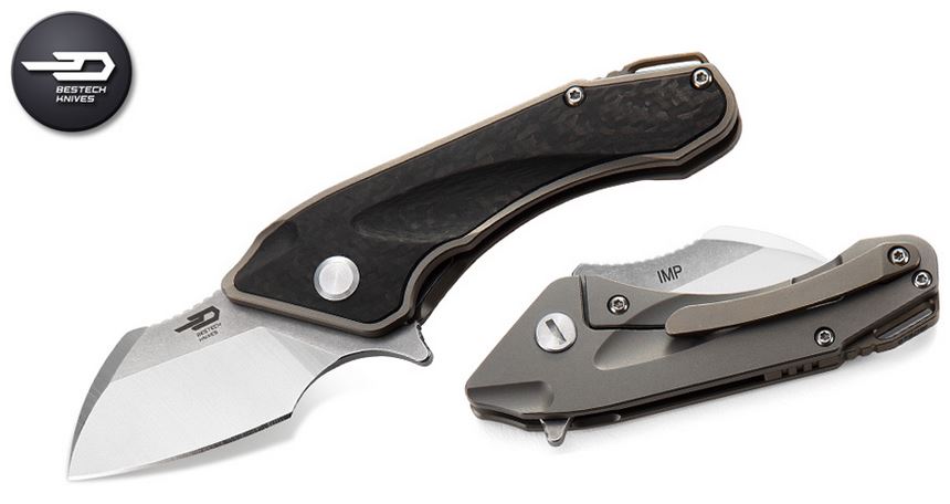Bestech Imp Flipper Framelock Knife, S35VN, Titanium/CF, BT1710A - Click Image to Close