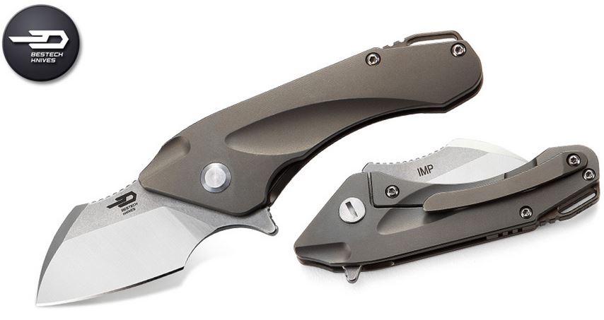 Bestech Imp Flipper Framelock Knife, S35VN, Titanium Grey, BT1710C - Click Image to Close