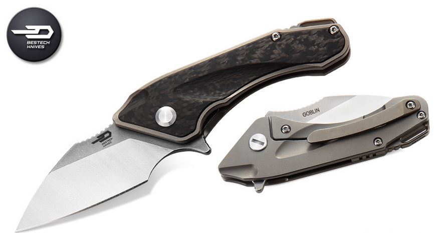 Bestech Goblin Flipper Framelock Knife, S35VN Two-Tone, Titanium/CF, BT1711A