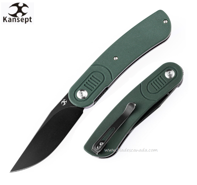 Kansept Reverie Flipper Folding Knife, 154CM Black, G10 Green, T2025A2