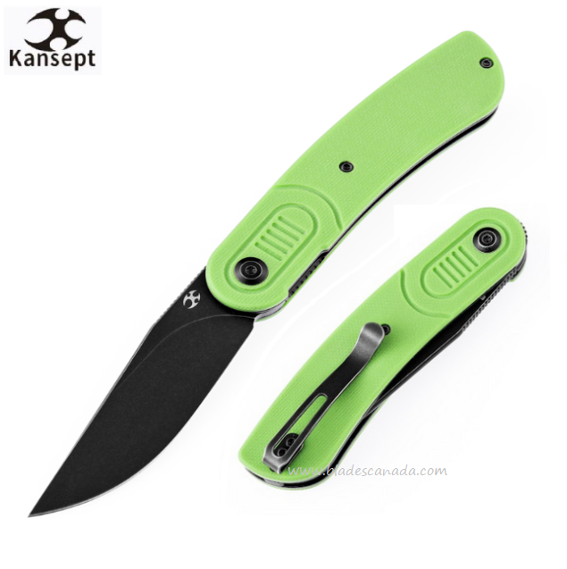 Kansept Reverie Flipper Folding Knife, 154CM Black, G10 Grass Green, T2025A4