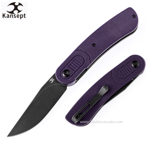 Kansept Reverie Flipper Folding Knife, 154CM Black, G10 Purple, T2025A5