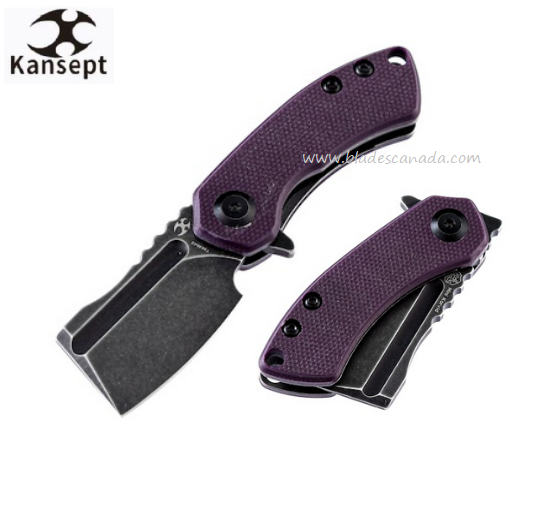 Kansept Mini Korvid Flipper Folding Knife, 154CM Black SW, G10 Purple, T3030A3