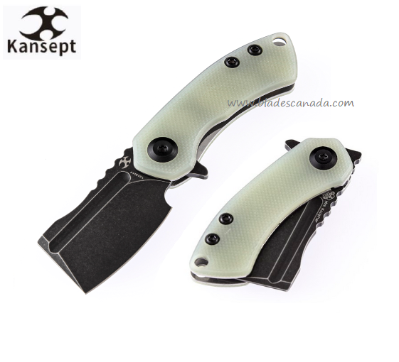 Kansept Mini Korvid Flipper Folding Knife, 154CM Black SW, G10 Jade, T3030A4