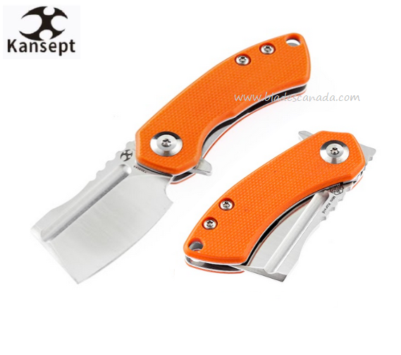 Kansept Mini Korvid Flipper Folding Knife, 154CM Black, G10 Orange, T3030A6