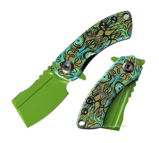 Kansept Mini Korvid Flipper Folding Knife, 154CM Green, G10 Undead Green, T3030B2