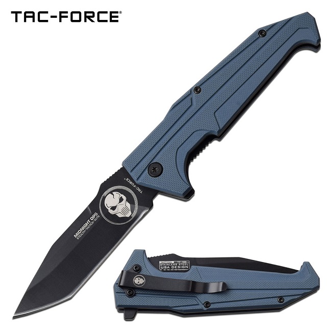 Tac Force Midnight Ops Tanto Assisted opening Flipper Folder, Blue Grey TF1009GY