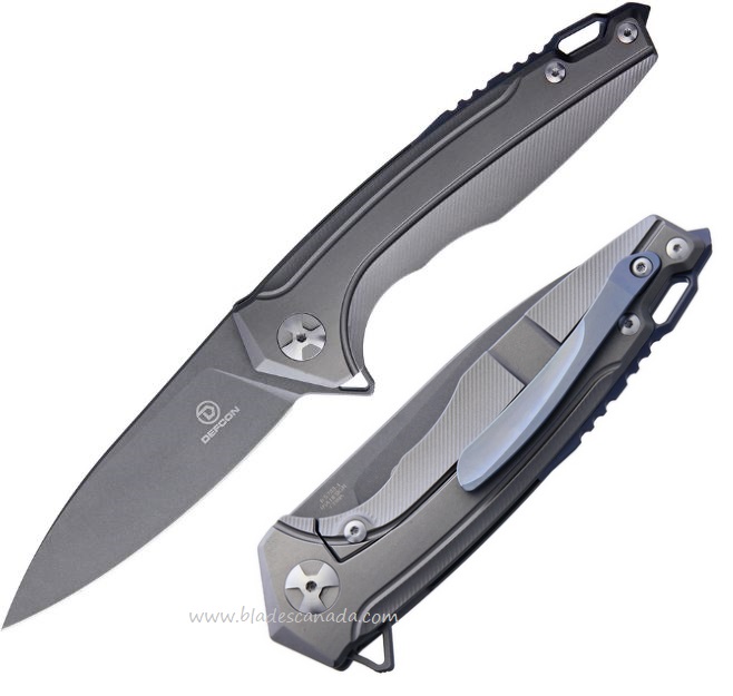 Defcon JK Kabuto Flipper Framelock Knife, S35VN, Titanium Grey, TXTF5288-1