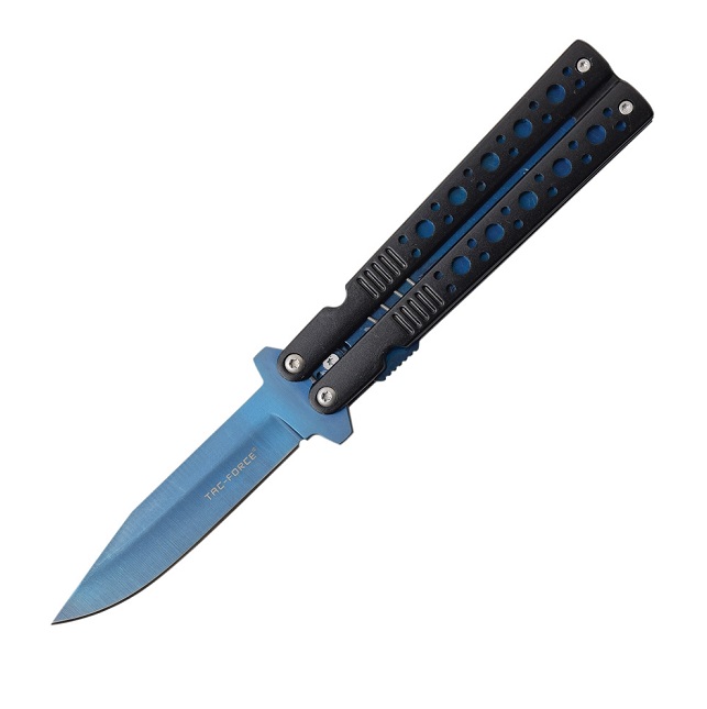 Tac Force TF-528BL Folding Knife, Assisted Opening, Aluminum Handle, Blue Ti - Click Image to Close