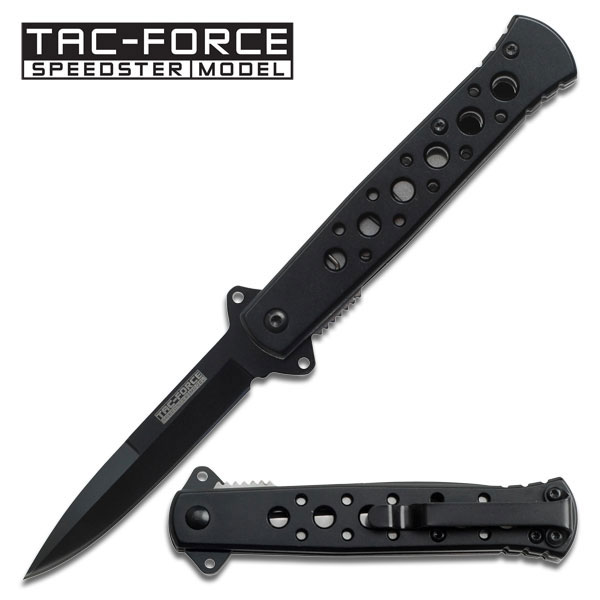 Tac Force TF-698BK Spring Assisted Stiletto Folder - Black