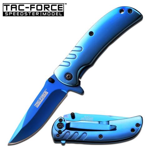 Tac Force TF847BL Blue Ti-Coat Framelock Folding Knife, Assisted Opening