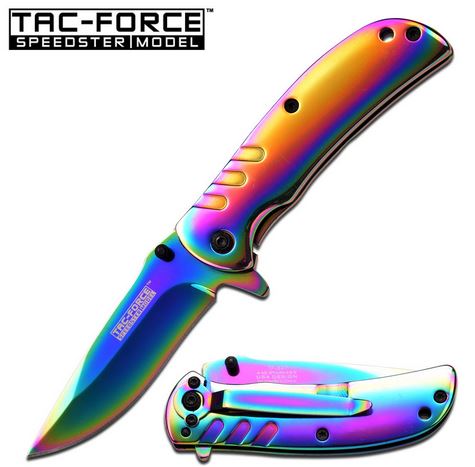 Tac Force TF847RB Rainbow Ti-Coat Framelock (Online Only)