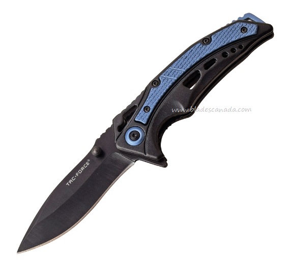 Tac Force TF991BL Flipper Folding Knife, Assisted Opening, Aluminum Black/Blue