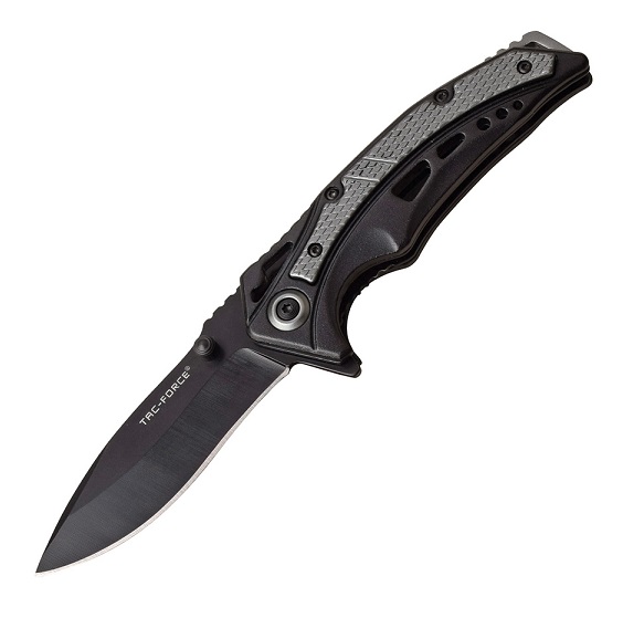 Tac Force Assisted opening Folding Knife, Black and Gray Aluminum Handle TF991GY