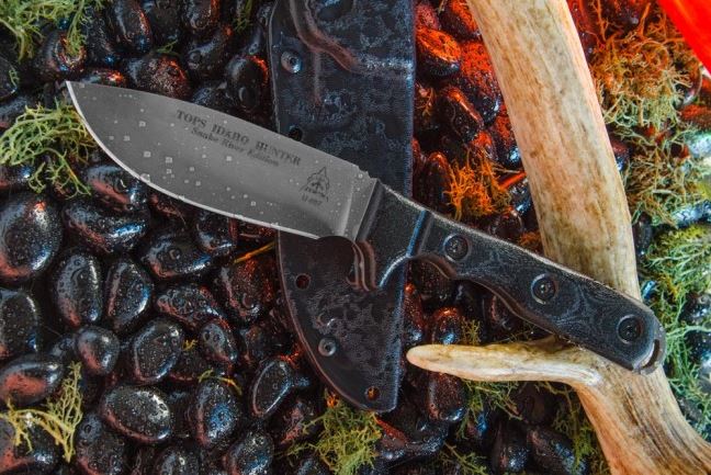 TOPS Idaho Hunter Fixed Blade Knife, Snake River Edition, 1095 Carbon, Micarta, TIH02 - Click Image to Close