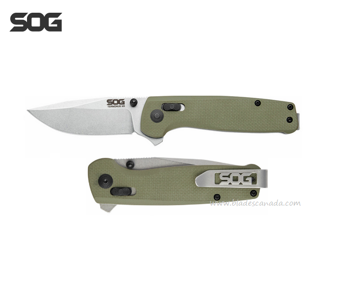 SOG Terminus XR Folding Knife, D2 Steel, G10 Olive Drab, TM1022