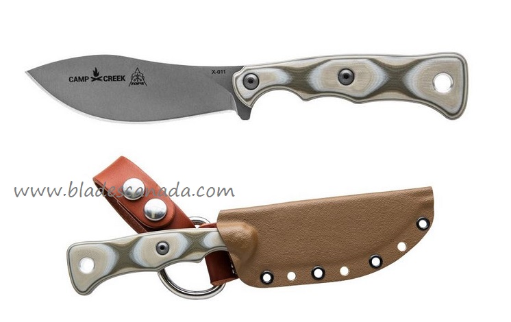 Tops Camp Creek Fixed Blade Knife, S35VN, G10 Camo, Kydex Sheath, CPCK-01