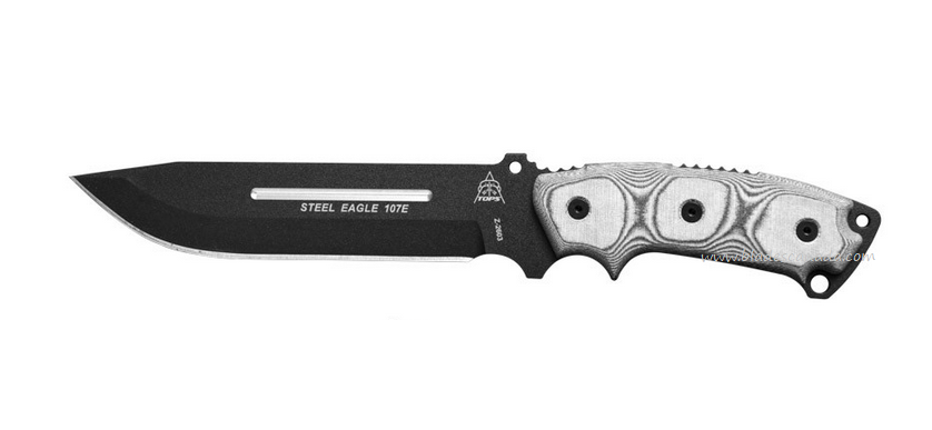 TOPS Steel Eagle Fixed Blade Knife, 1095 Carbon, Micarta, Ballistic Nylon Sheath, SE107E - Click Image to Close