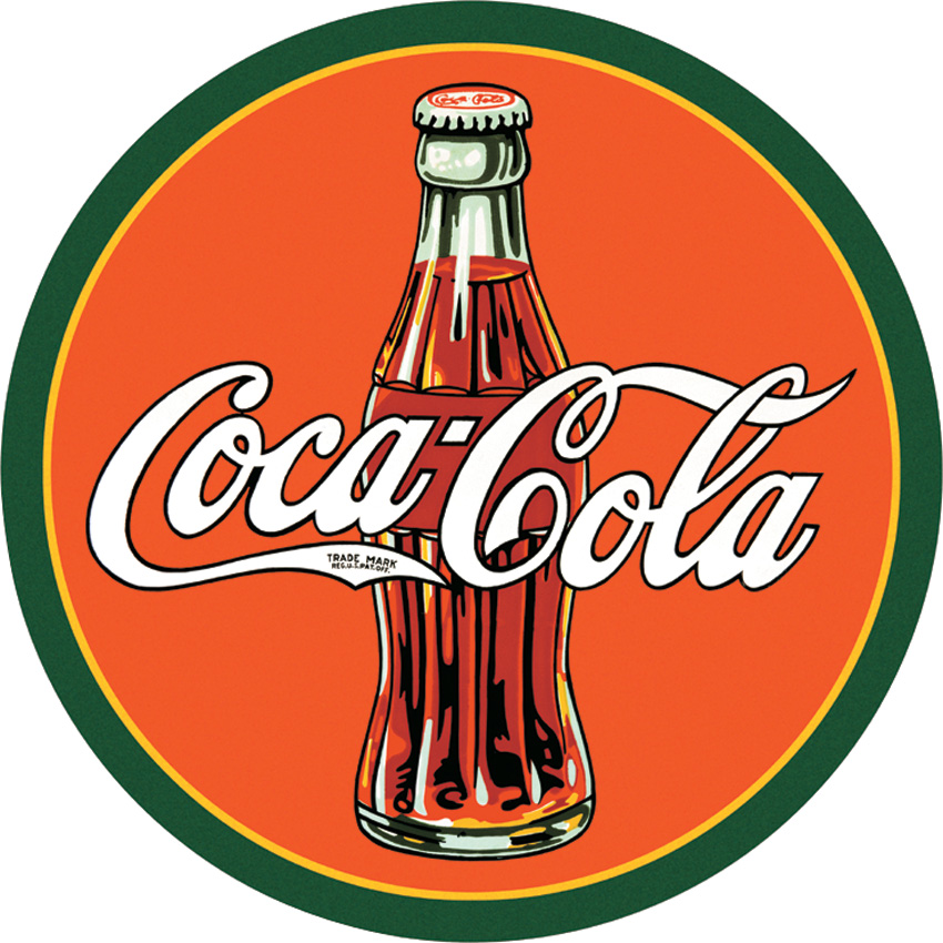 Tin Sign 1069 Coke - Round 30's Bottle Logo