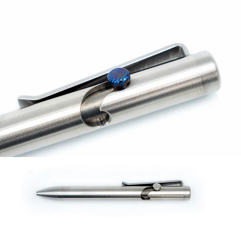 Tactile Turn Bolt Action Pen Mini - Titanium w/Timascus Bolt - Click Image to Close