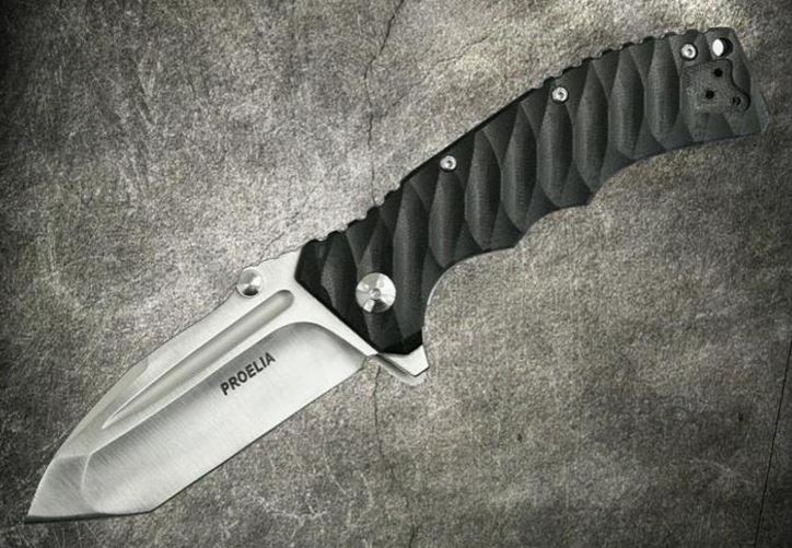 z-Proelia Folding Knife, D2 Tanto Satin, G10 3D Black, Nylon Sheath, TX010