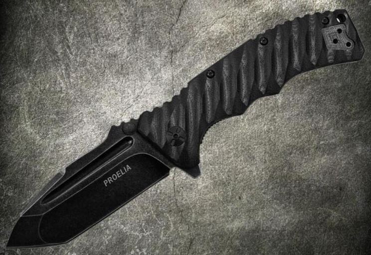 Proelia Folding Knife, D2 Tanto Black SW, G10 3D Black, TX010BB