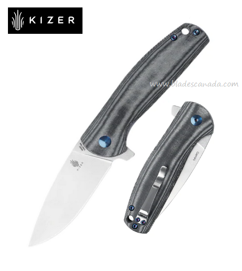 Kizer Vanguard Gemini Flipper Folding Knife, N690, Micarta Black, V3471N4