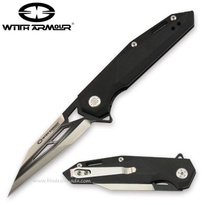 WithArmour Knives Hawk Eye Flipper Folder, D2 Steel, G10, WAR081BK