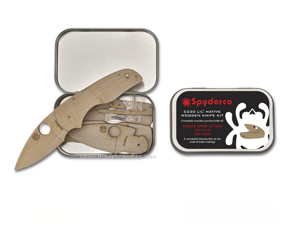 Spyderco Lil Native folding Knife, Wooden Kit, WDKIT2