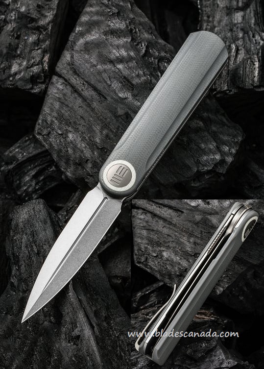 WE Knife Eidolon Dagger Flipper Folding Knife, 20CV Single Edge, G10 Gray Integral, 19074B-A