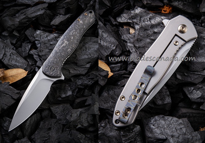 WE Knife Kitefin S35VN, Shredded Carbon Fiber Handle, Grey Framelock 2001B