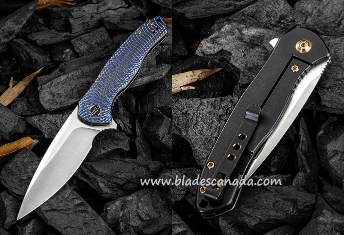 WE Knife Kitefin S35VN, Blue Patern Titanium Handle, Black Framelock 2001D