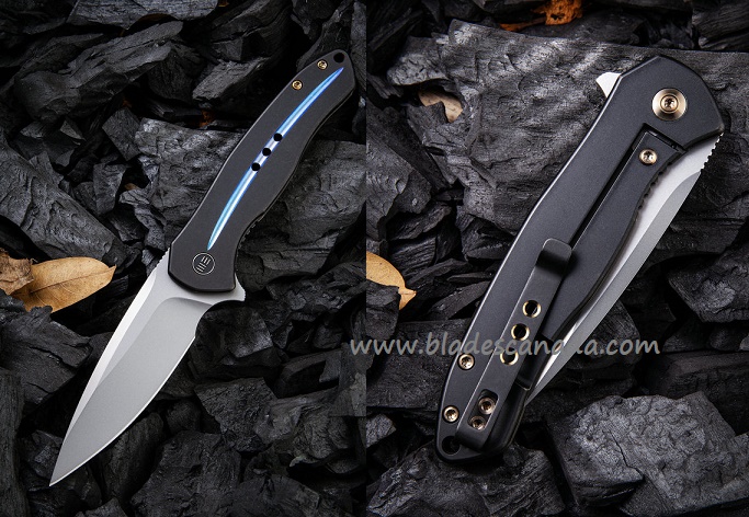WE Knife Kitefin S35VN, Blue Stripe Titanium Handle, Black Framelock 2001E